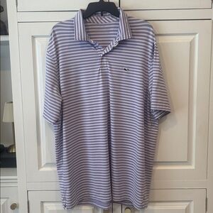 Vineyard Vines Performance Lavender Purple and White Striped Shirt
